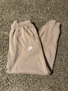 Nike Men's Tan Joggers with White Swoosh